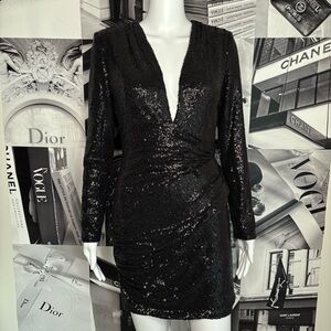 Tadashi Shoji Black Sequin Mini Dress
